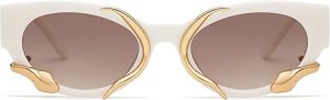 Trendy Sunglasses for Women Men Vintage Narrow Cateye Metal Snake Sunnie Y2k Accessories AP3621